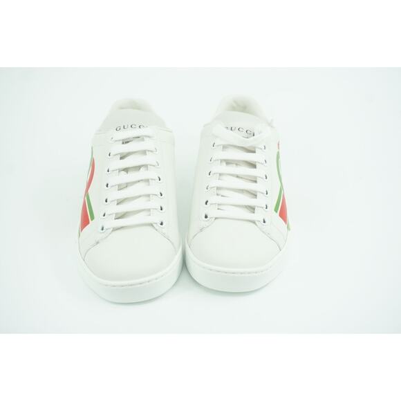 Gucci White Leather Ace Green Red GG Logo Low Top Sneakers SZ 34.5 Lace Up - Picture 11 of 12